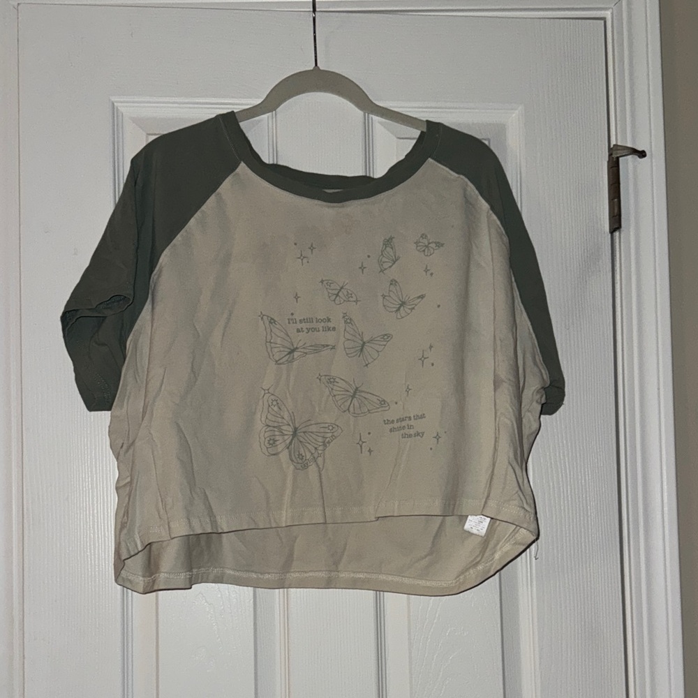 Taylor Swift Olive and Beige Butterfly Tee